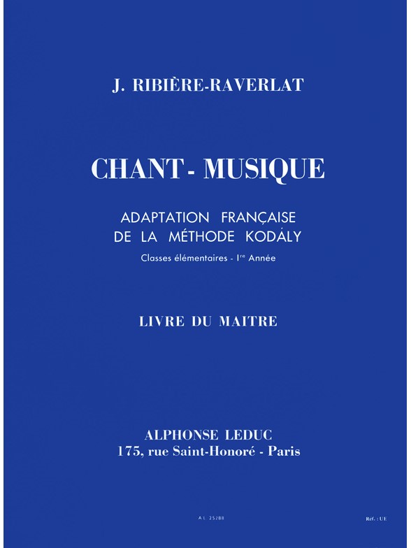 Ribiere Chant Musique Elementaire 1ere Annee Du Maitre Vol 1 Vce Bk
