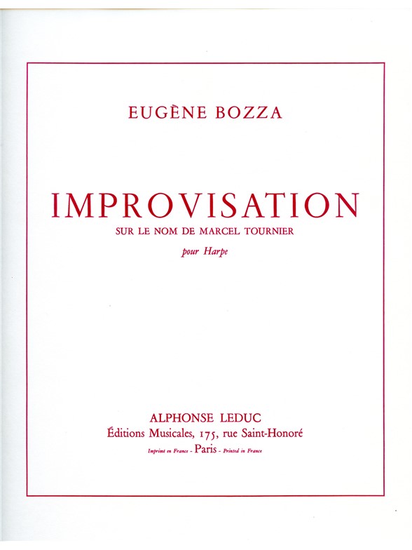 Eugène Bozza: Improvisation sur le Nom de Marcel Tournier (Harp solo)