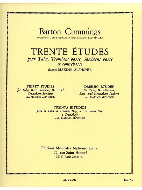 Barton Cummings: 30 Etudes d'après Maxime-Alphonse (Trombone-Bass solo)