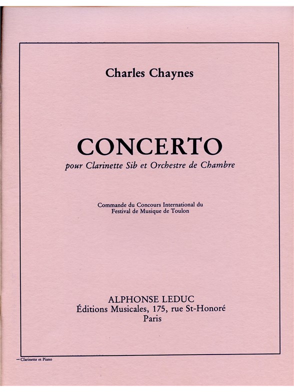 Charles Chaynes: Concerto (Clarinet & Piano)