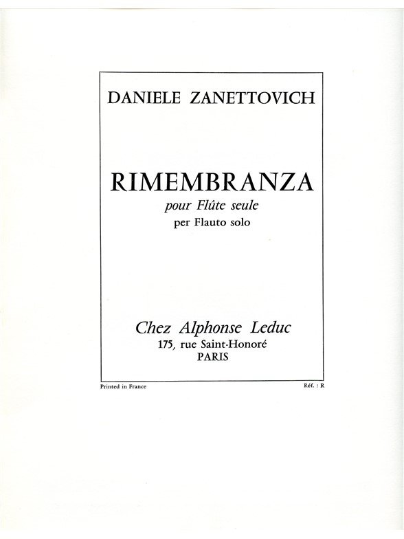 Daniele Zanettovich: Rimembranza (Flute solo)