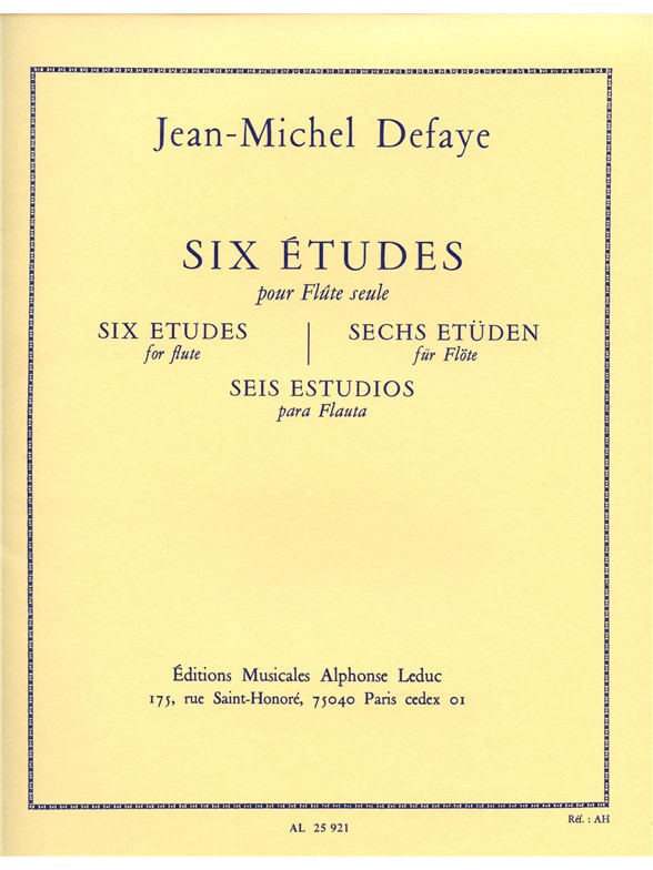 Jean Michel Defaye: 6 Etudes (Flute solo)