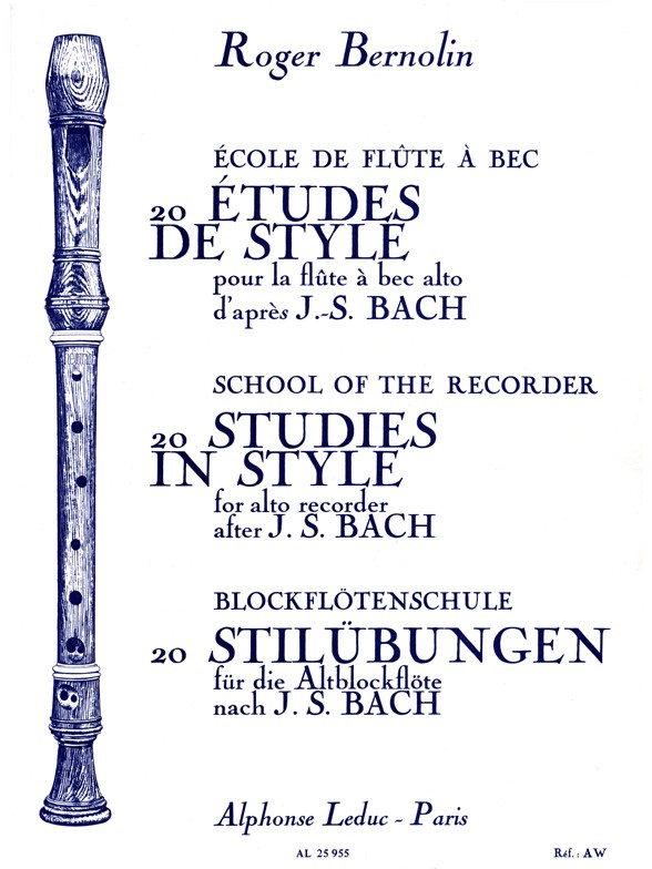 Roger Bernolin: 20 Etudes de Style d'après Bach (alto) (Recorder solo)