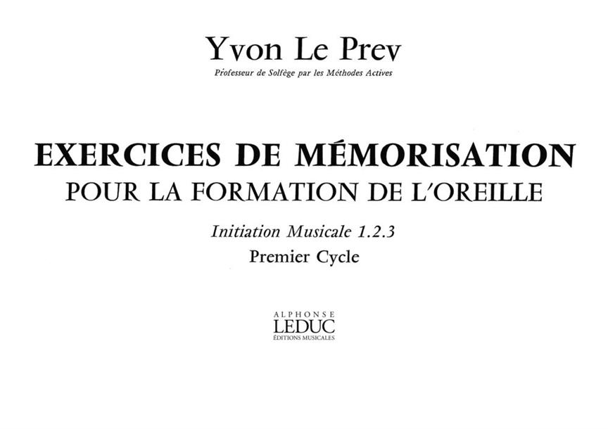 Le Prev Exercices De Memorisation Pour Formation De L'oreille Book