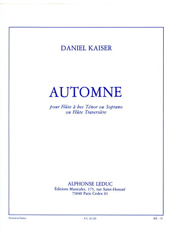 Hermann Josef Kaiser: Automne for Flute or Recorder Solo