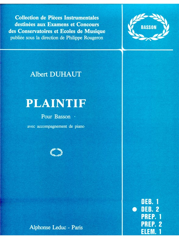 Albert Duhaut: Plaintif (Bassoon & Piano)