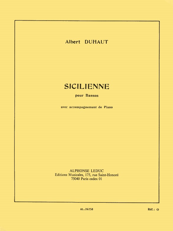 Albert Duhaut: Sicilienne (Bassoon And Piano)
