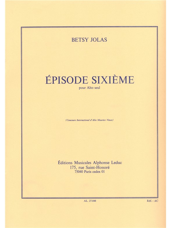 Betsy Jolas: Episode Sixieme (Viola solo)