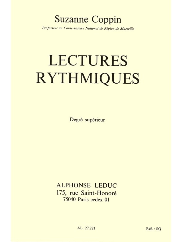 Coppin Lectures Rythmiques Degre Superieur Book