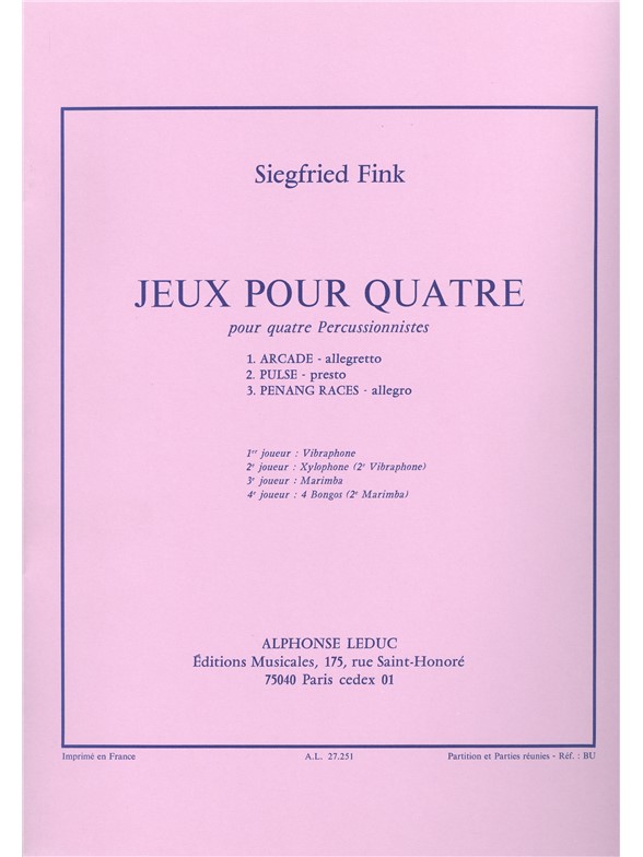 Siegfried Fink: Jeux pour Quatre (Percussions 4)