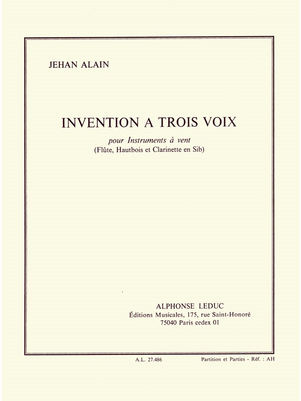 Jehan Ariste Alain: Invention à 3 Voix (Trio - Woodwind)