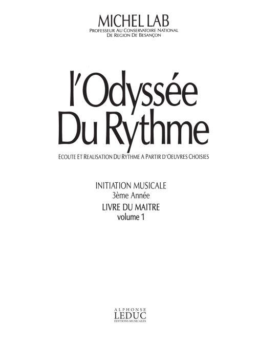 Lab Odyssee Du Rythme Volume 1 Initiation Musicale 3me Annee Maitre Bk