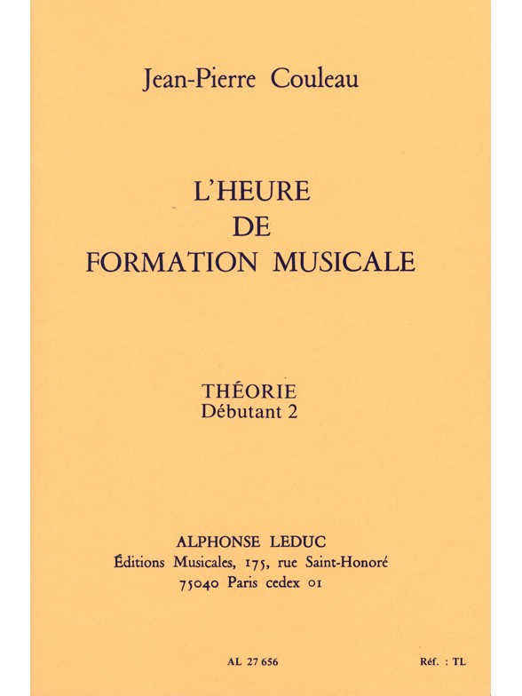 Couleau Jean Pierre Heure De Formation Musicale Debutant 2 Theorie Bk