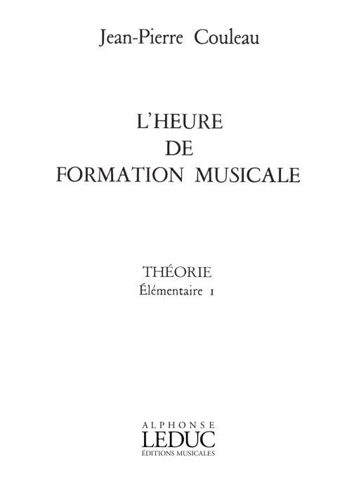 Couleau Heure De Formation Musicale Elementaire 1 Theorie Book