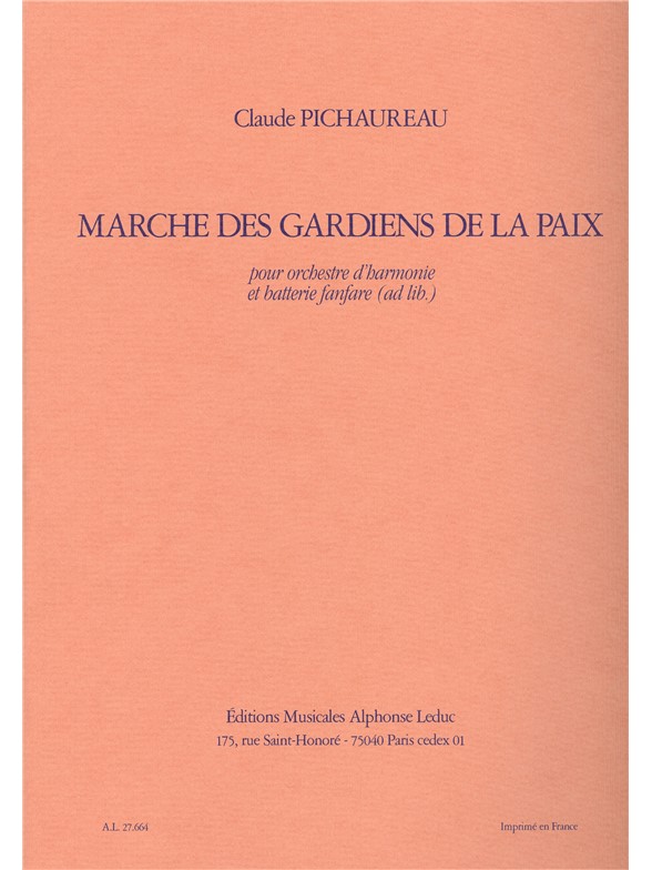 Pichaureau Marche Des Gardiens De La Paix Harmonie Drums Book