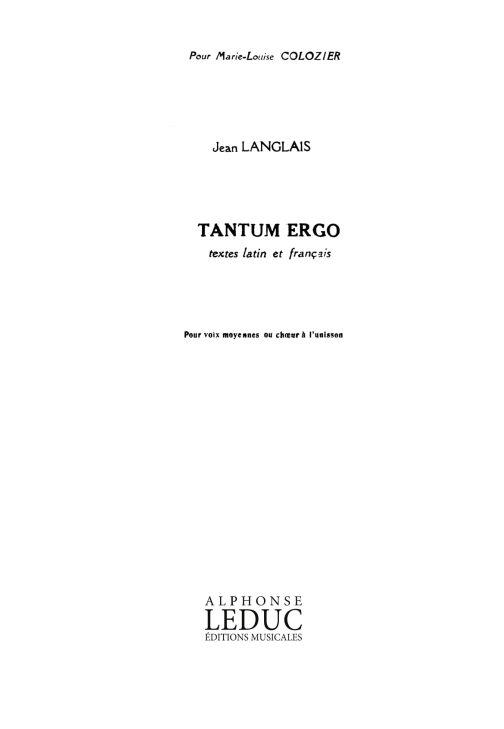 Langlais 3 Prieres No.3 Tantum Ergo Voice A Cappella Choral