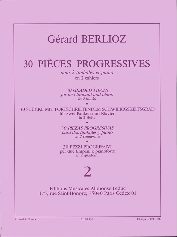 Gérard Berlioz: 30 Pièces progressives Vol.2 (Percussion(s) & Piano)