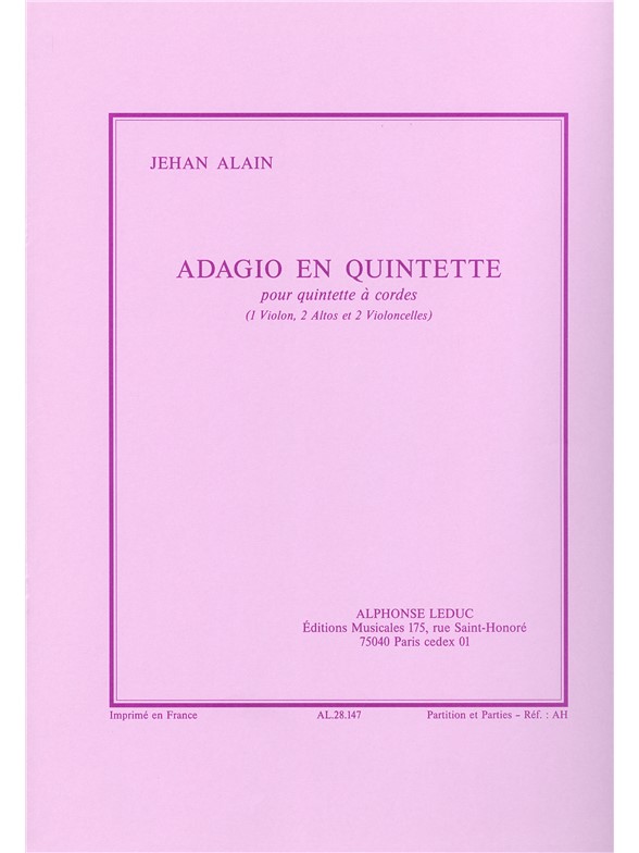 Jehan Ariste Alain: Adagio en Quintette (Quintet-Strings)