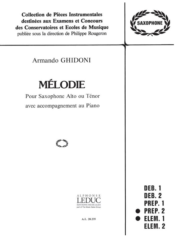 Armando Ghidoni: Mélodie (Saxophone-Alto & Piano)
