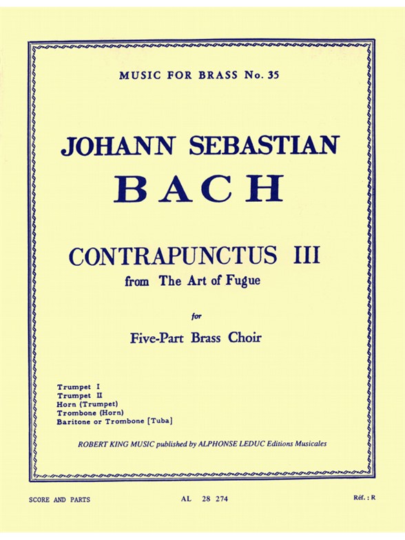 Bach Js King Art Of Fugue Contrapunctus 3 Brass Quintet Mfb035 Sc/Pts