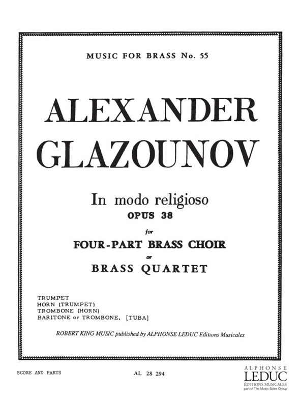 Alexandre Glazounov: In Modo religoso Op.38 (Quartet-Brass)