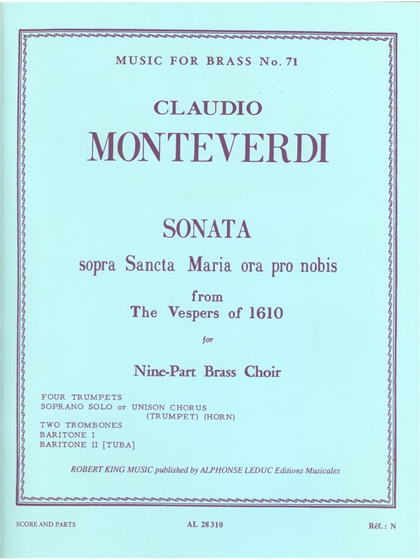 Monteverdi King Sonata Sopra Sancta Maria Brass Ensemble & Vces Sc/Pts