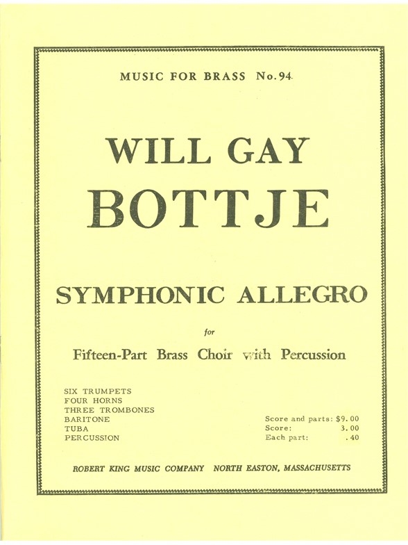 Will Gay Bottje: Symphonic Allegro (Ensemble-Brass 8 or more)