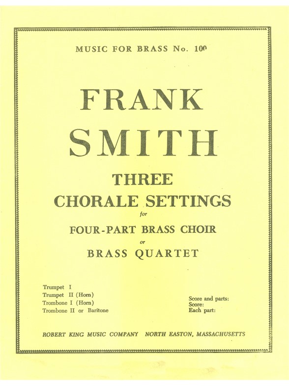 Franck Smith: 3 Chorale Settings (Quartet-Brass)