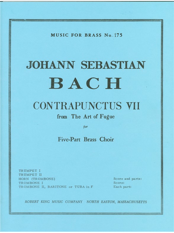 Bach Js King Art Of Fugue Contrapunctus 7 Brass Quintet Mfb175 Sc/Pts
