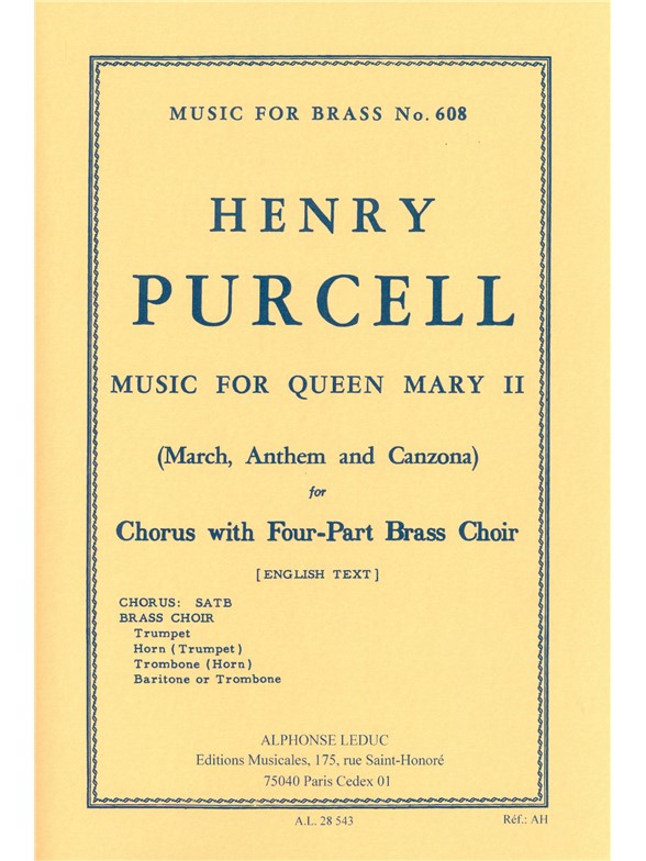 Henry Purcell: Funeral Music for Queen Mary (Choral-Mixed accompanied)