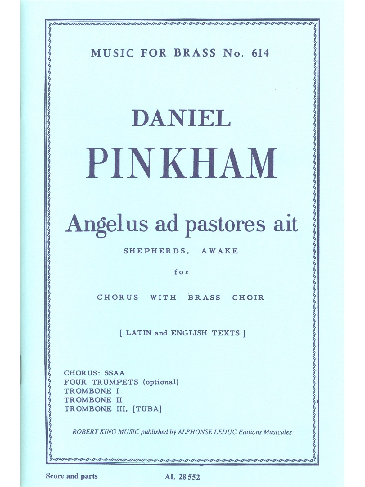 Daniel Pinkham: Angelus ad Pastores ait (Choral-Female accompanied)