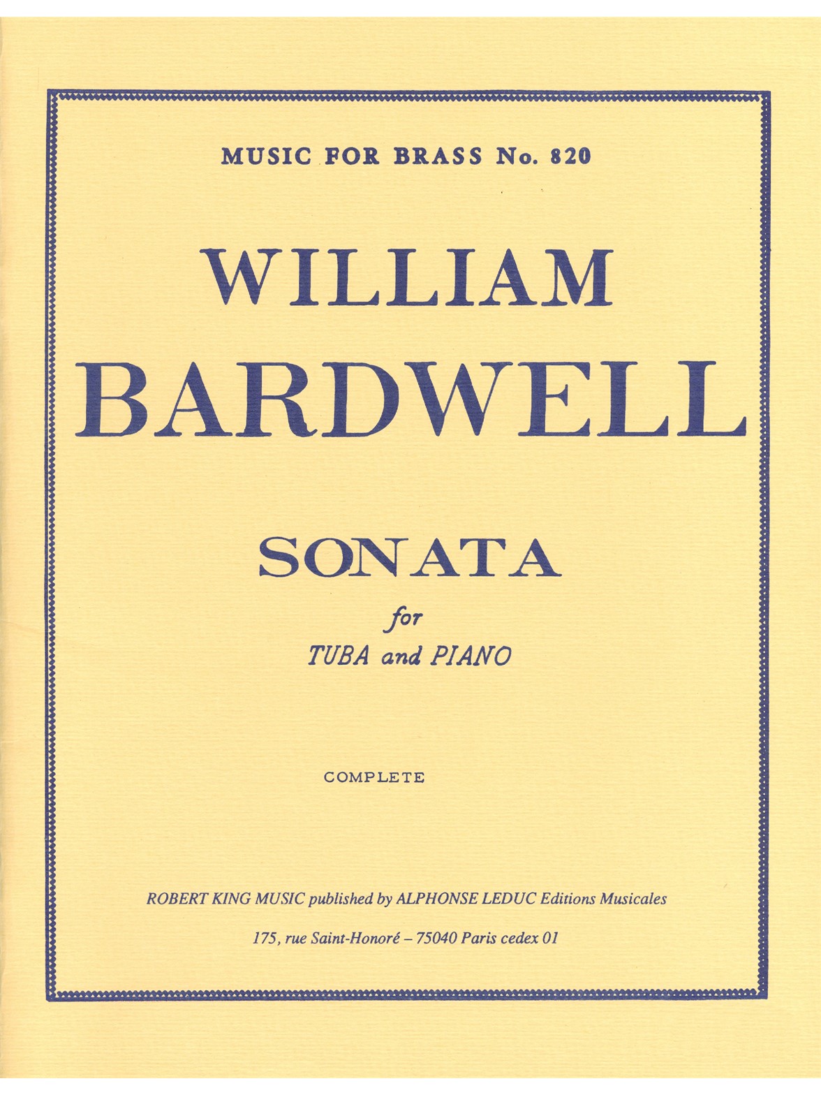 William Bardwell: Sonata (Tuba & Piano)
