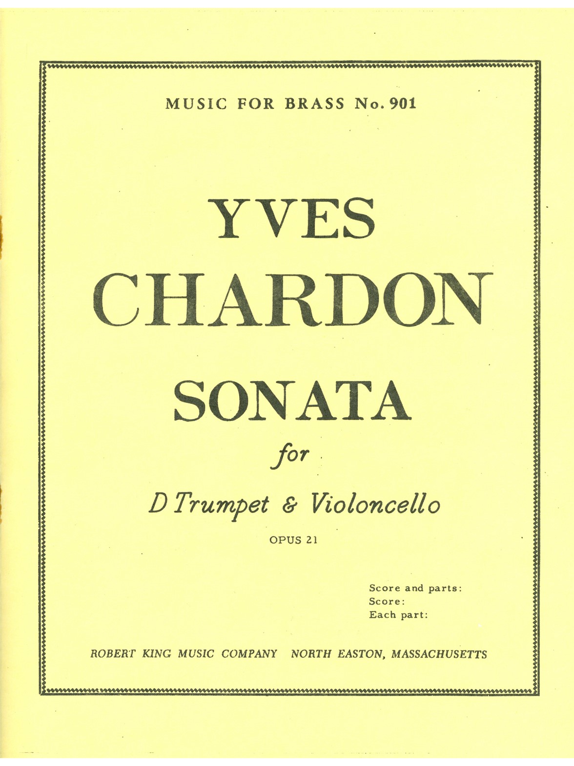 Yves Chardon: Sonate Op.21 (Trumpet & Cello)