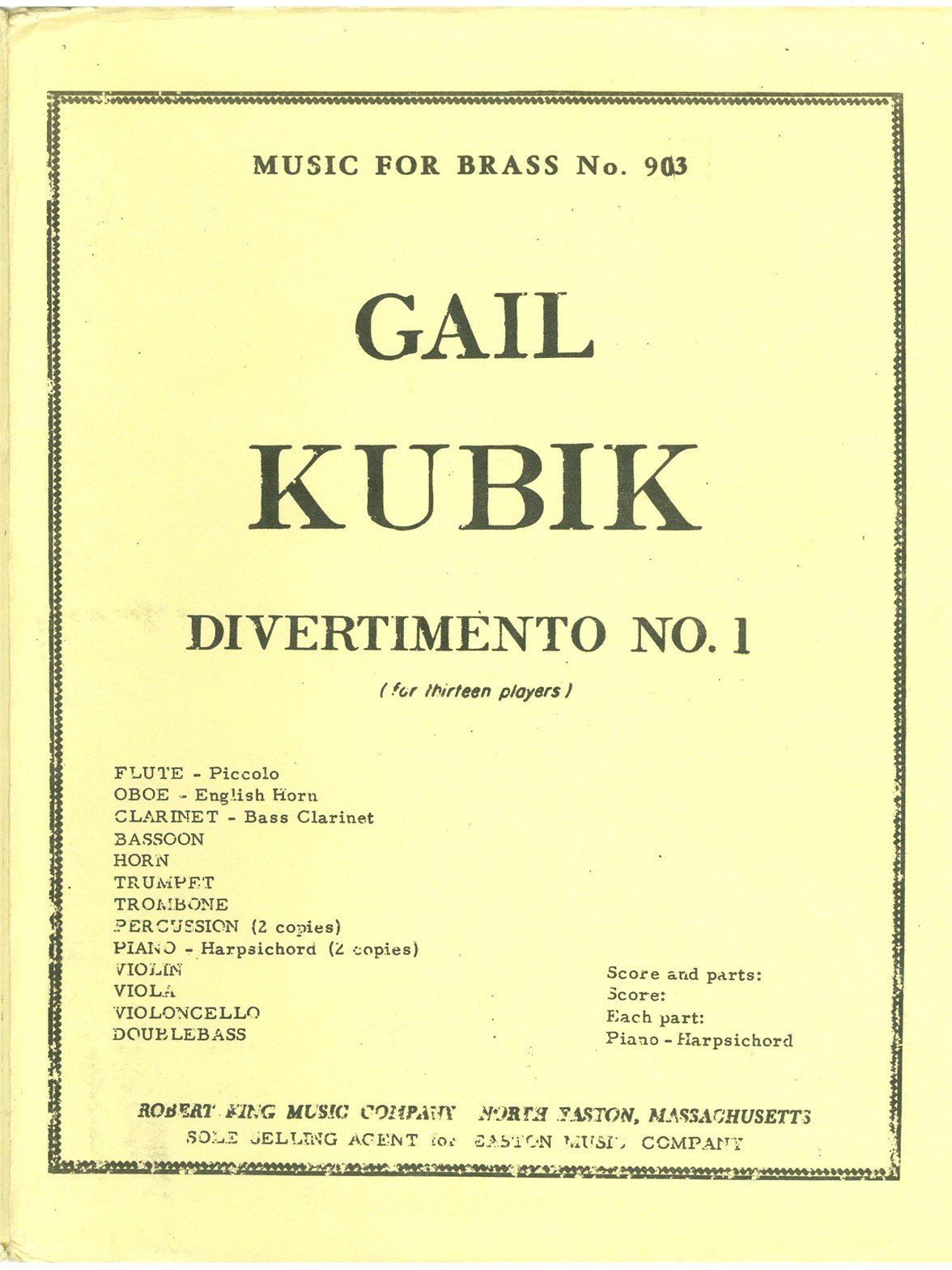 Gail Kubik: Divertimento No.1 (Ensemble-Mixed 8 or more)