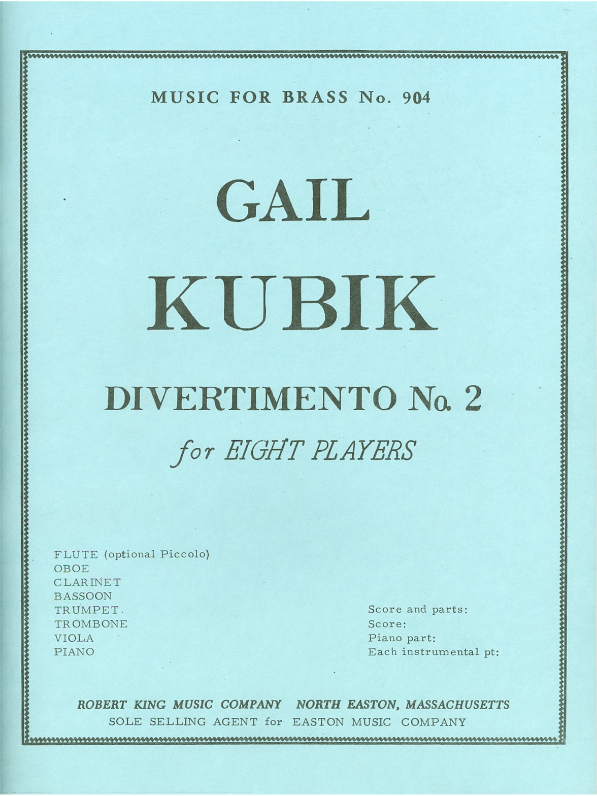 Gail Kubik: Divertimento No.2 (Ensemble-Mixed 8 or more)