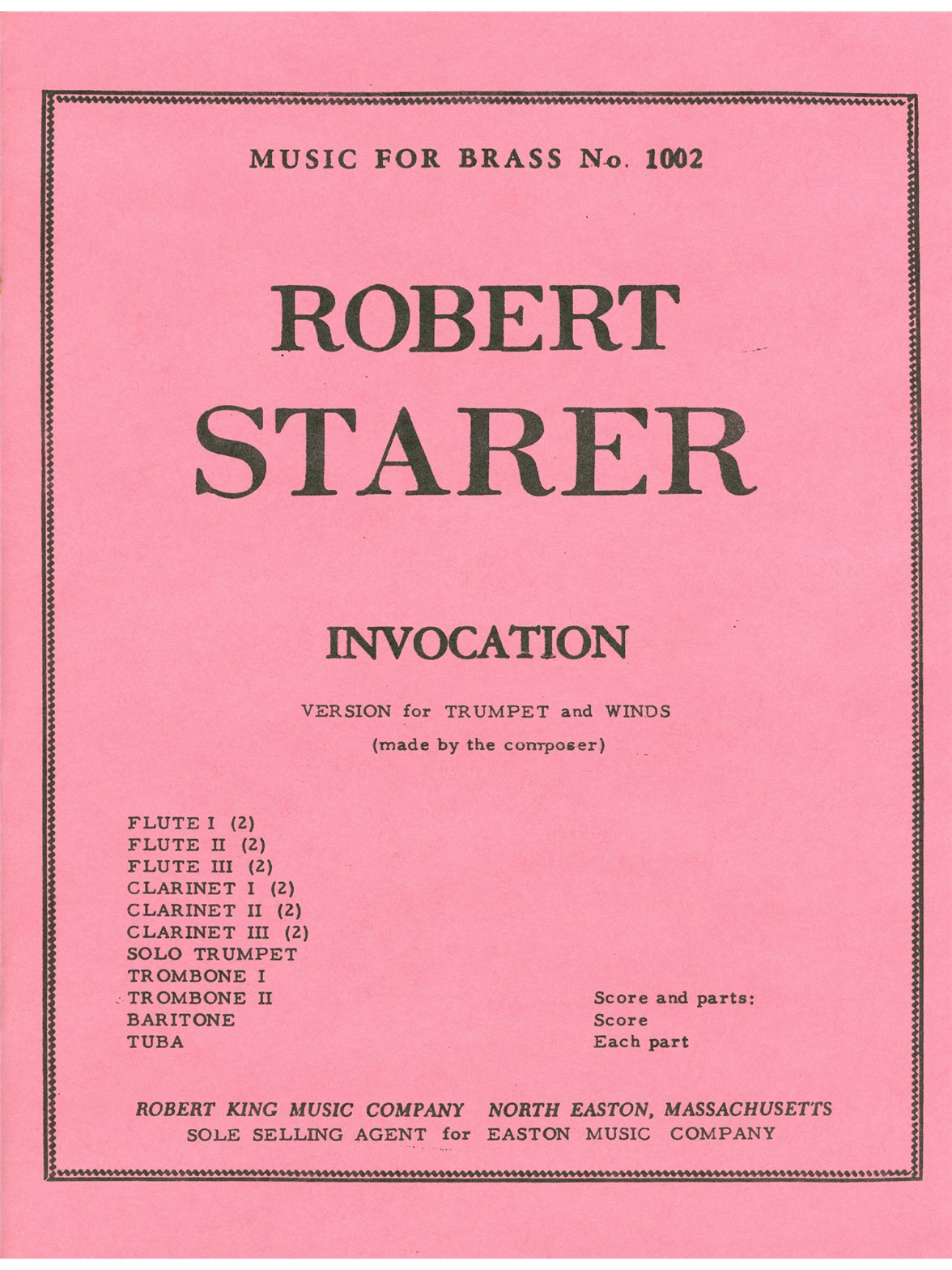 Starer Invocation Various Instruments Mfb271 Score/Parts