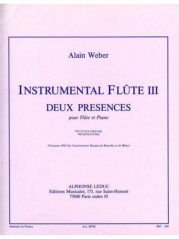 Alain Weber: Instrumental Flute 3: 2 Présences (Flute & Piano)
