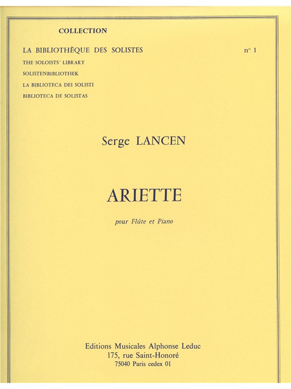 Lancen Ariette Lm001 Flute & Piano Book