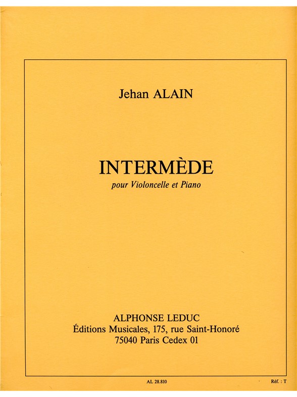 Alain Jehan Intermede Cello & Piano Book