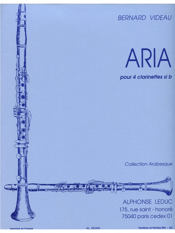 Videau Carboulet Aria Arabesque 4 Clarinets Score/Parts