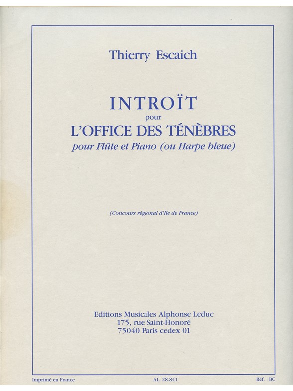 Thierry Escaich: Introït pour l'Office des Ténèbres (Flute & Piano)