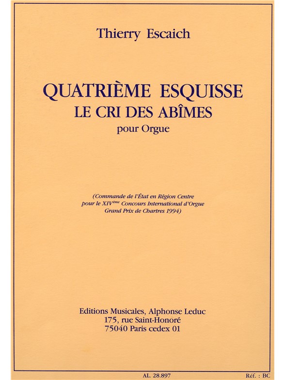 Escaich Esquisse No.4 Le Cri Des Abimes Organ Book