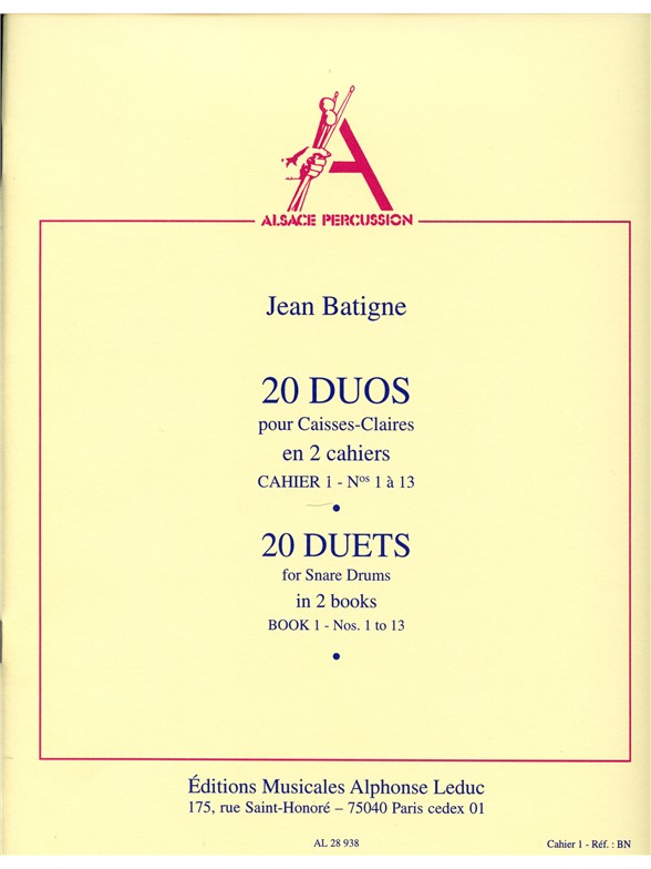 Jean Batigne: 20 Duos Vol.1: No.1 - No.13 (Percussions 2)