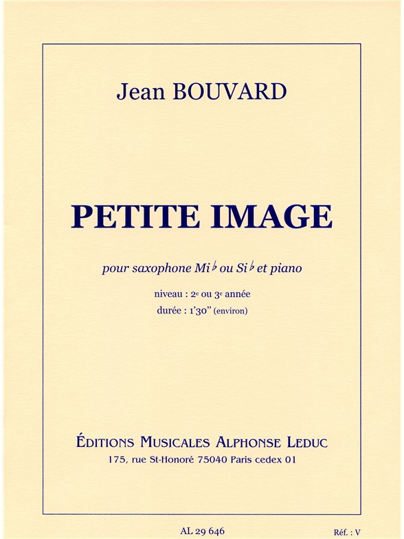 Jean Bouvard: Petite Image (Saxophone-Alto & Piano)