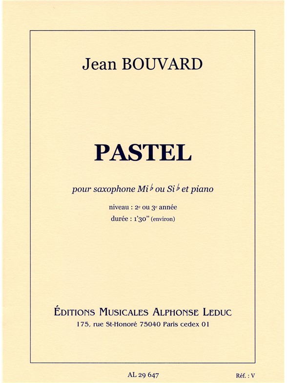 Jean Bouvard: Pastel (Saxophone-Alto & Piano)