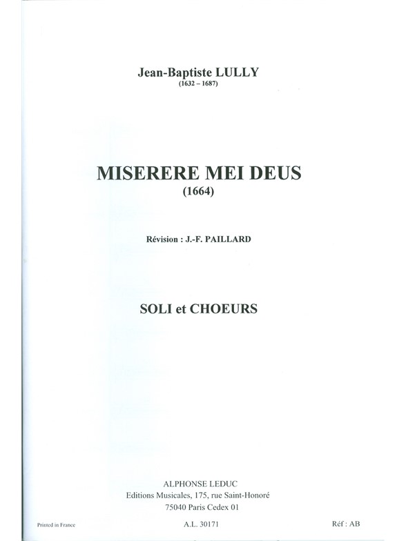 Jean Baptiste Lully: Miserere mei (Choral)
