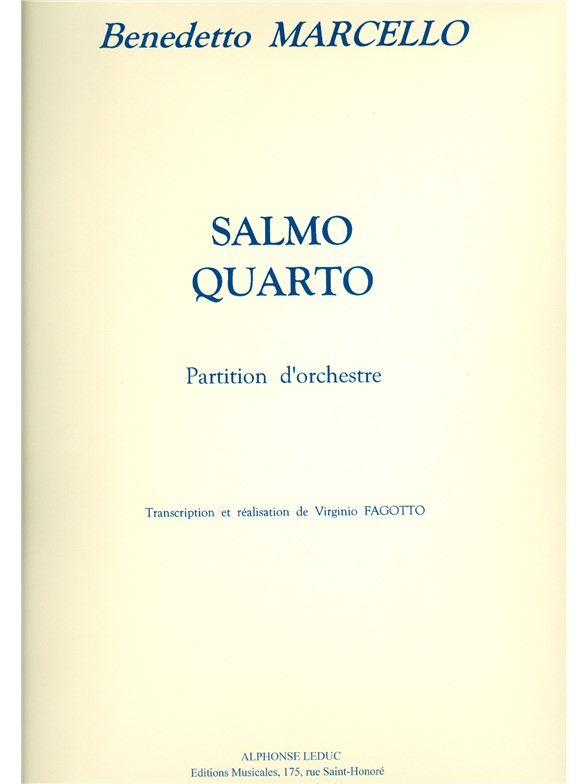 Marcello Fagotto Salmo Quarto Solo Mixed Choir & Orchestra Full Score