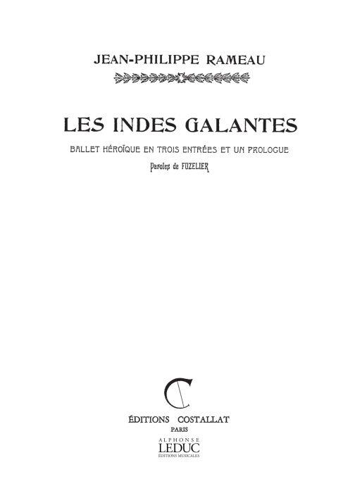 Rameau Jean Philippe Fuzelier Indes Galantes Satb A Cappella