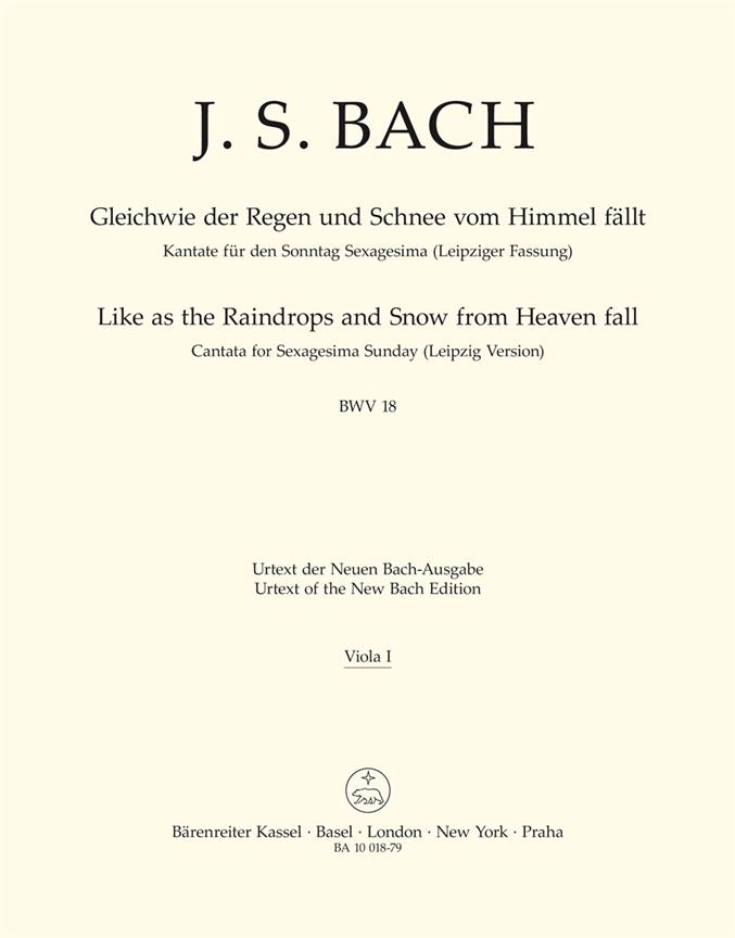 Like as the Raindrops and Snow from Heaven fall - Bach, Johann Sebastian
