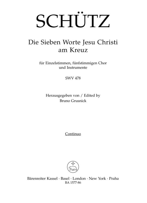 Die sieben Worte Jesu Christi am Kreuz (The Seven Last Words of Christ) - Schütz, Heinrich